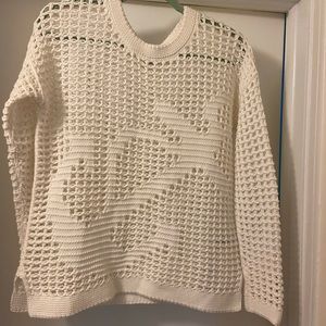 Kenar size L white cotton summer sweater with anchor pattern